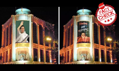 Now, A Satire Pic Of Sonia Gandhis Poster On Shiv Sena Bhavan Surfaces