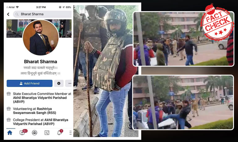 Did ABVPs Bharat Sharma Pose As Delhi Cop? A FactCheck Did ABVPs Bharat Sharma Pose As Delhi Cop? A FactCheck