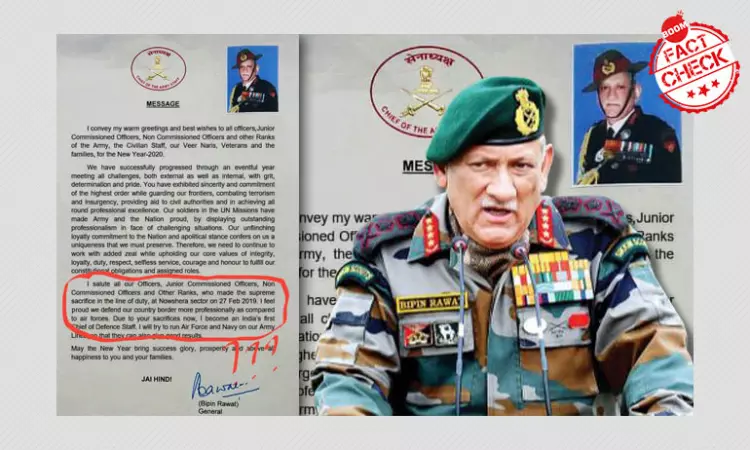 Army Says Bipin Rawats Letter Attacking Air Force Is Fake