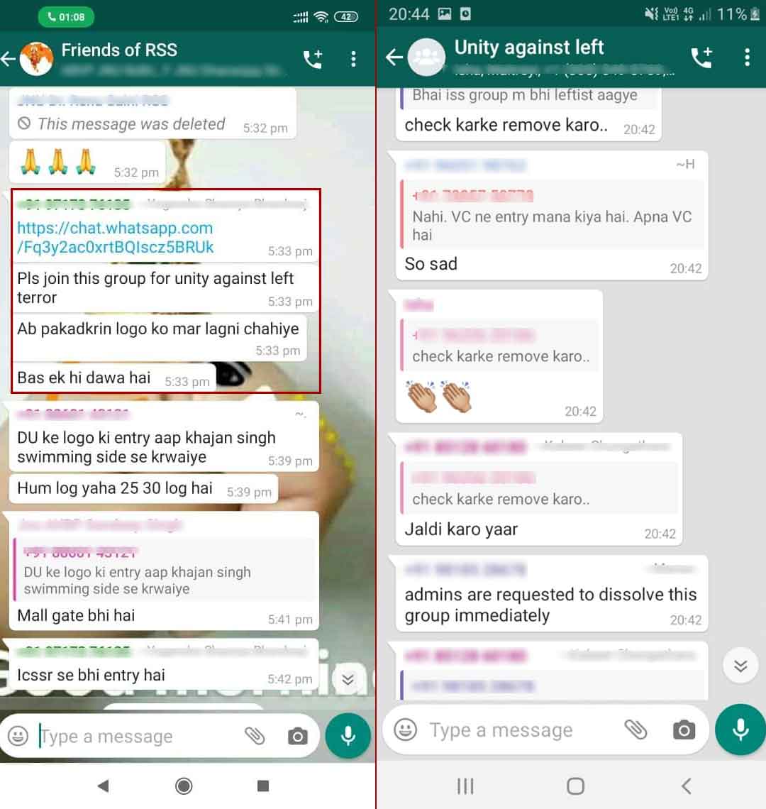 Screenshot of the two groups.