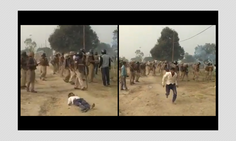 In the video clip that Unnao police had shared, the man can be seen standing up and running away from the police.