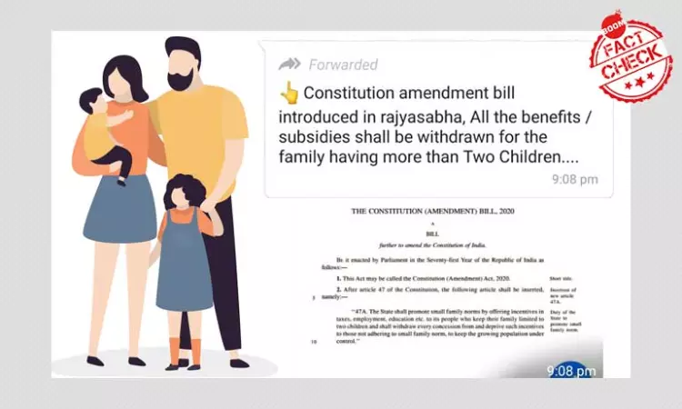Private Member Bill On Population Control Falsely Shared As Government Bill
