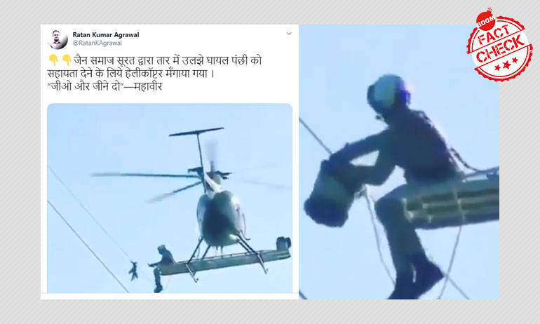 Video Of Daring Bird Rescue In A Chopper Is Not From Surat Video Of Daring Bird Rescue In A Chopper Is Not From Surat