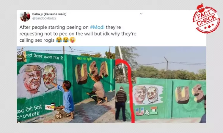 Man Urinating On Modi-Trump Mural In Ahmedabad? Morphed Images Viral