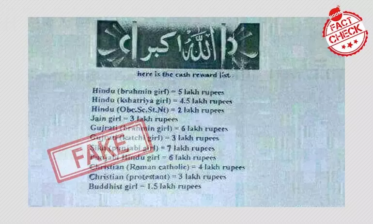 Fake Rate Card For Marrying Non-Muslim Women Revived