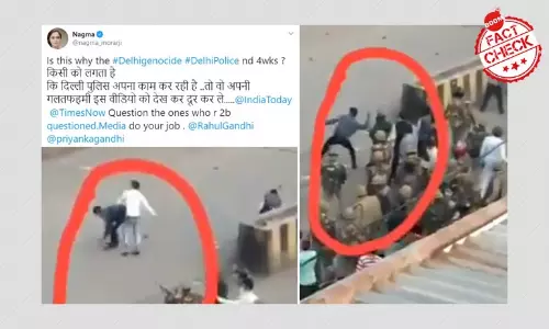 Footage Of Stone Pelting In UP Polices Presence Recycled As Delhi
