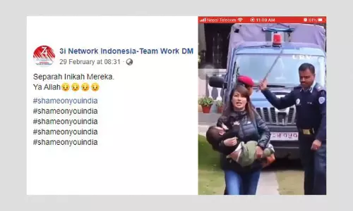 Image From Nepal Shared As Police In India Beating Woman Carrying Baby