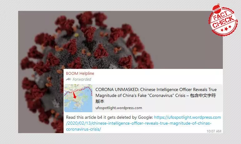 Chinese Intelligence Officer Reveals Coronavirus Is A Bioweapon