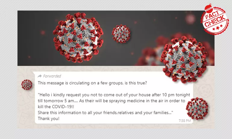 No, Government Is Not Spraying Medicine To Kill Coronavirus