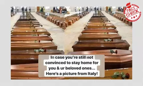 Dated Photo Showing Rows Of Coffins Shared As Coronavirus-Hit Italy