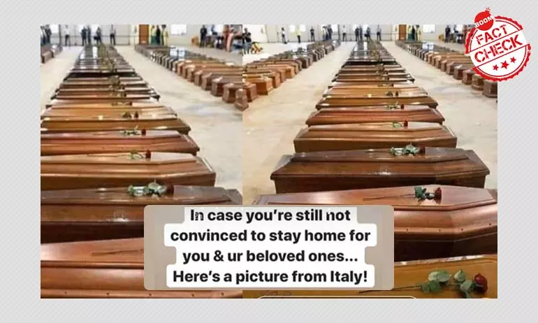 Dated Photo Showing Rows Of Coffins Shared As Coronavirus-Hit Italy