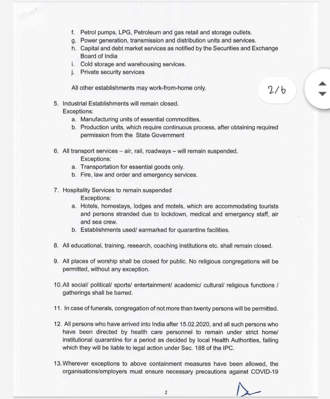 Page 2 of MHA's notifications