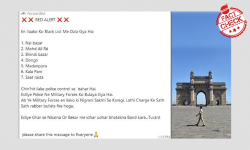 False: Army Called In To Control Seven Areas In Mumbai