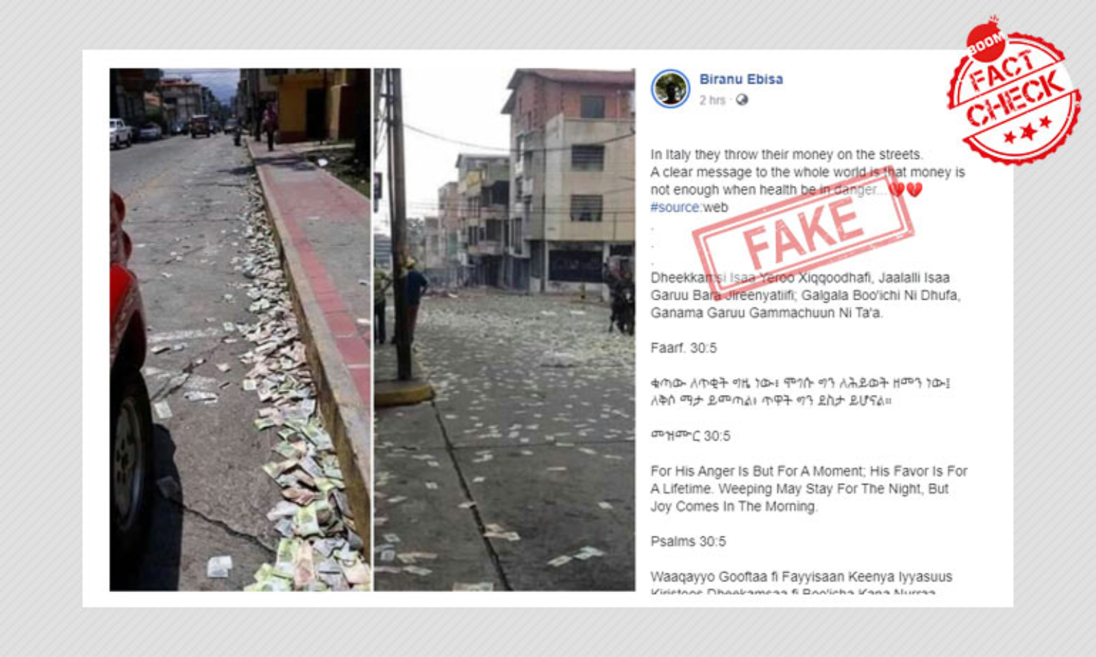 Did Italians Throw Their Money On The Streets Due To COVID-19 Deaths? | BOOM
