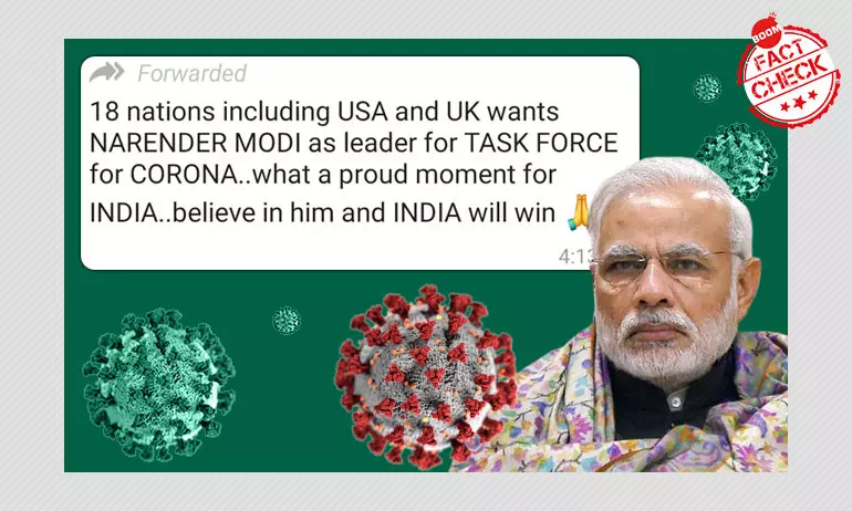 False: US, UK Asked PM Modi To Lead 18-Nation Coronavirus Task Force