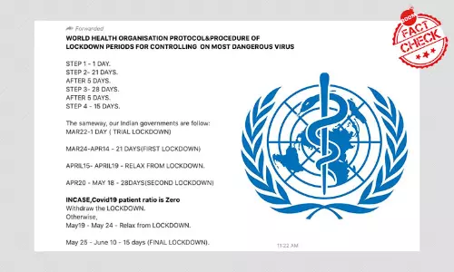 Viral Messages Stating WHO Protocols For Lockdown Extension Are False