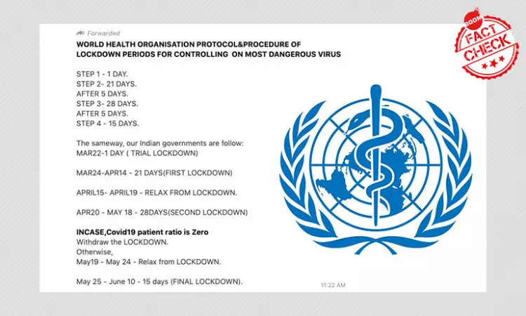Viral Messages Stating WHO Protocols For Lockdown Extension Are False