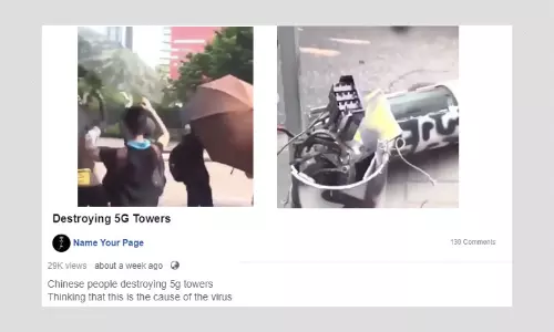 False: Chinese People Topple Down 5G Towers As They Cause Coronavirus False: Chinese People Topple Down 5G Towers As They Cause Coronavirus