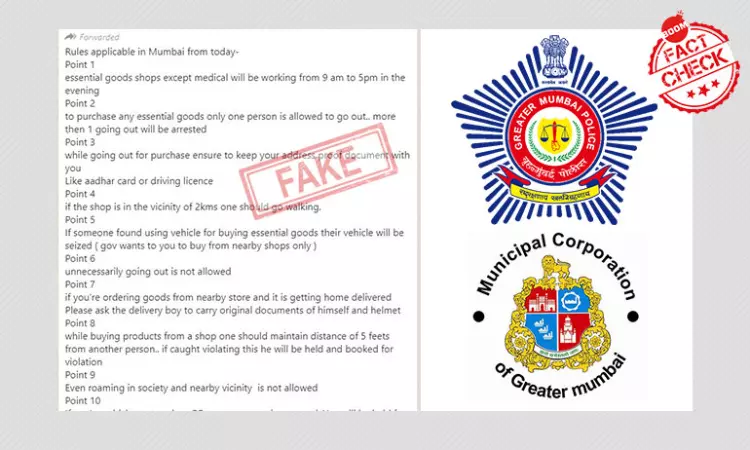 Viral Message Claiming 11 New Lockdown Rules Not From Mumbai