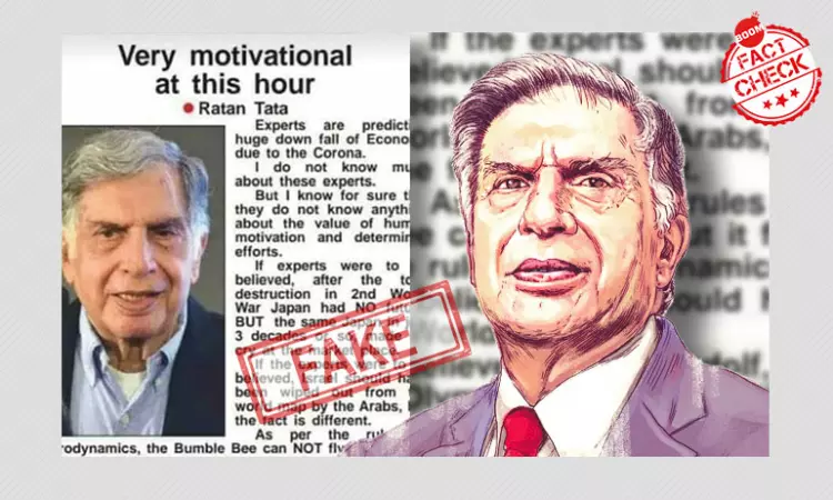 Ratan Tata Quote On Impact Of Coronavirus On Indian Economy Is Fake