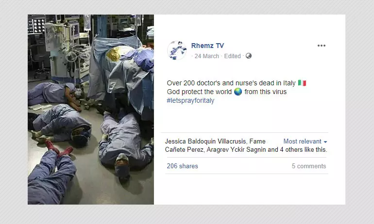 Still From Greys Anatomy Shared As Medical Staff Dead In Italy
