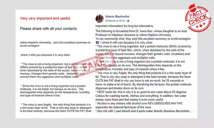 Johns Hopkins Distances Itself From Viral List Of COVID-19 Precautions