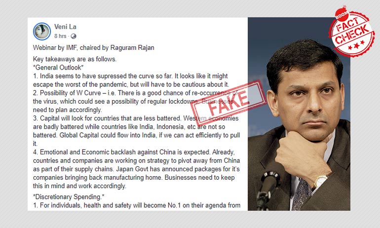 Raghuram Rajan Did Not Address IMF Webinar On COVID-19 Raghuram Rajan Did Not Address IMF Webinar On COVID-19