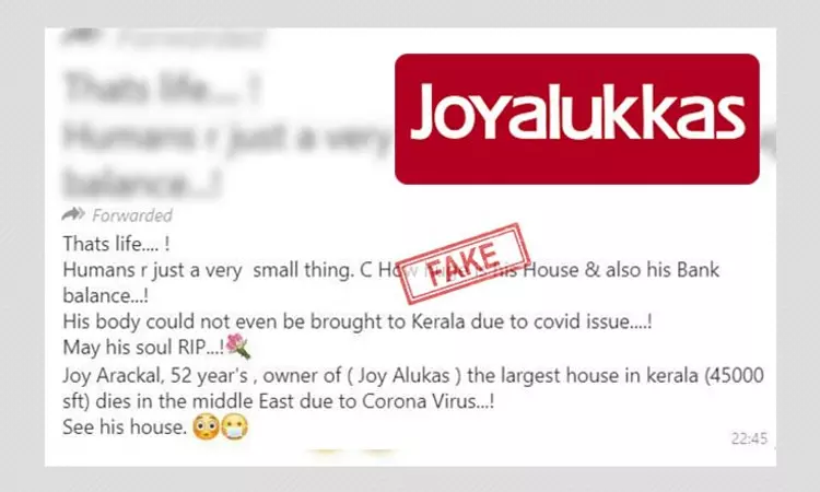 No, Joyalukkas Founder Has Not Died From COVID-19 In Dubai
