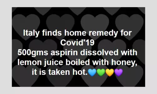 No, Aspirin Mixed With Lemon Juice And Honey Will Not Cure COVID-19