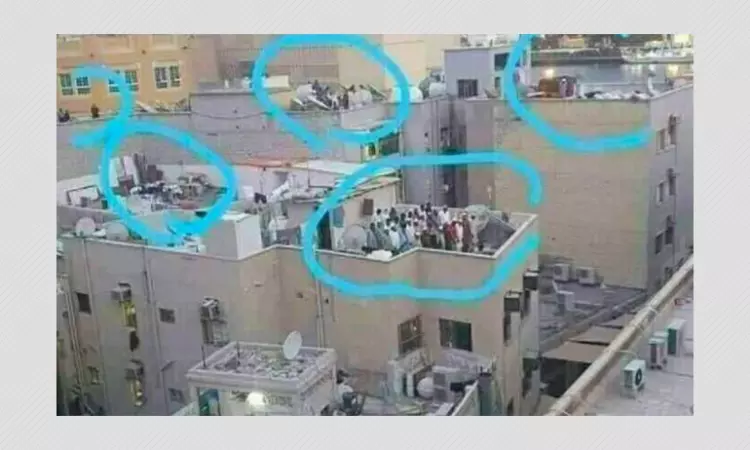 Image Of Muslims Praying On Dubai Terraces Shared As India
