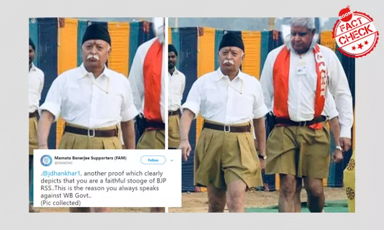 Image Showing WB Governor In An RSS Uniform Is Morphed