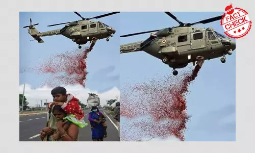Photo Of Chopper Showering Petals On Migrant Workers Is Morphed