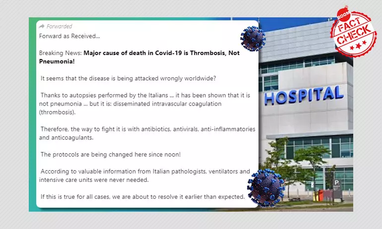 Is Thrombosis The Leading Cause Of COVID-19 Deaths? A FactCheck