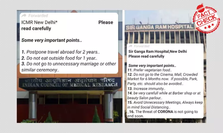 Viral COVID-19 Advisory Not Published By ICMR, Sir Ganga Ram Hospital