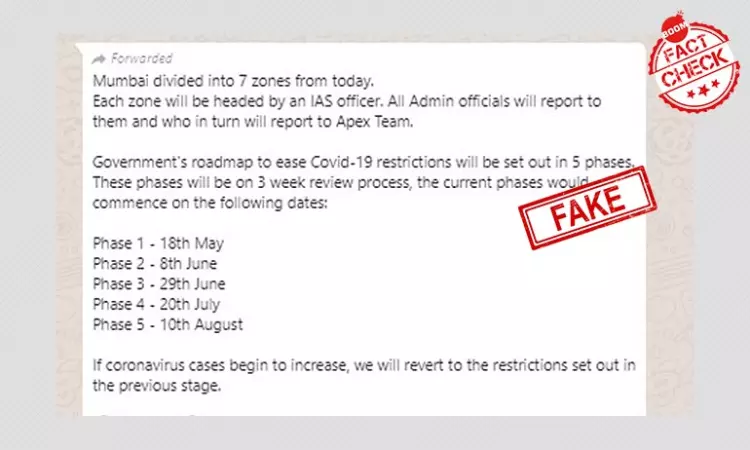 Viral Message On Roadmap To Ease COVID-19 Restrictions Not From India