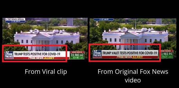 did donald trump confirmed with covid,what is the reality of fox news clip