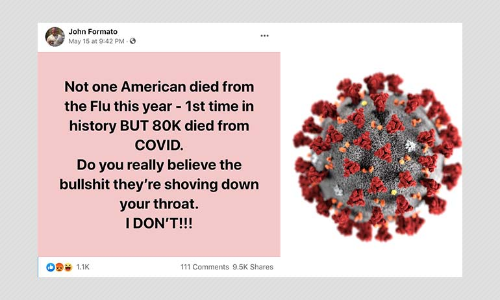 False Posts Claim US Recorded No Flu Deaths During COVID-19 Crisis False Posts Claim US Recorded No Flu Deaths During COVID-19 Crisis