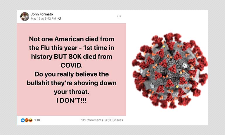 False Posts Claim US Recorded No Flu Deaths During COVID-19 Crisis False Posts Claim US Recorded No Flu Deaths During COVID-19 Crisis