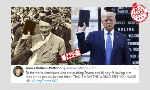 Image Comparing Hitler With Trump Posing With Bible Is Morphed