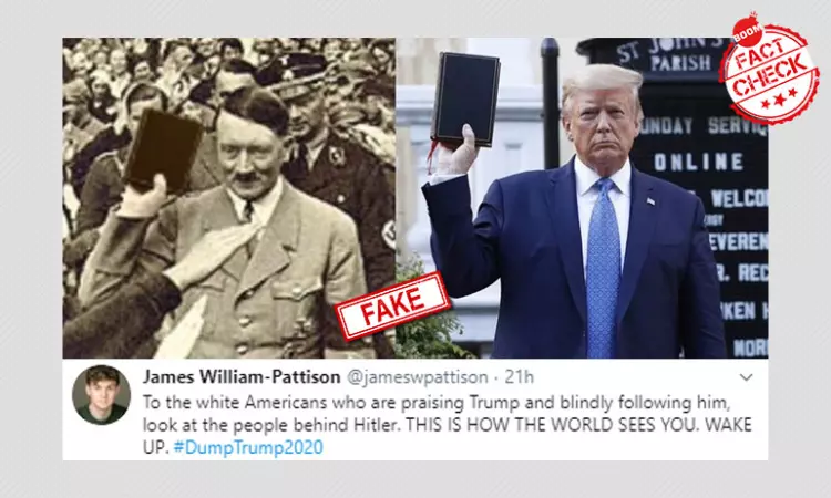 Image Comparing Hitler With Trump Posing With Bible Is Morphed