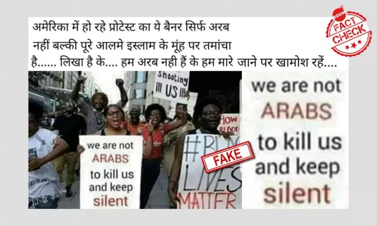 Photo of Black Lives Matter Protester With Poster About Arabs Is Fake