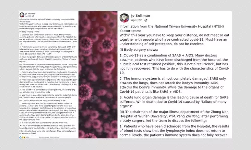 No, COVID-19 Is Not A Combination Of SARS And AIDS