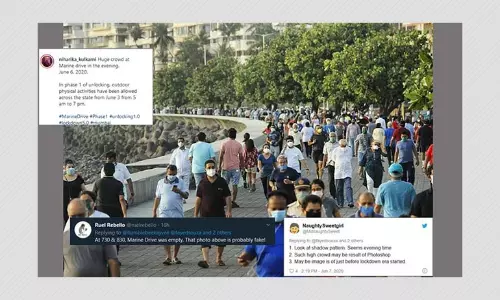 Photo Of Large Crowd At Marine Drive After Unlock 1.0 Is Not Morphed