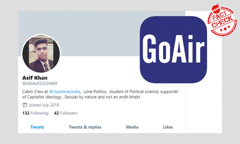 Suspended GoAir Staff Denies Posting Communal Tweet, Files Complaint Suspended GoAir Staff Denies Posting Communal Tweet, Files Complaint