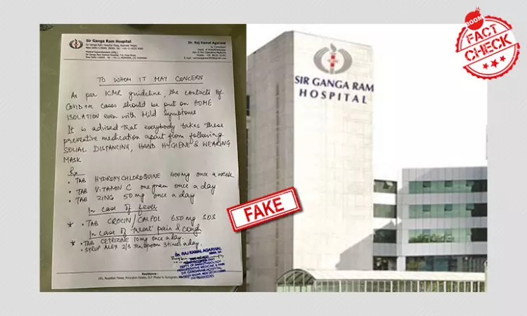 Delhis Sir Ganga Ram Hospital Says Viral COVID-19 Prescription Is Fake