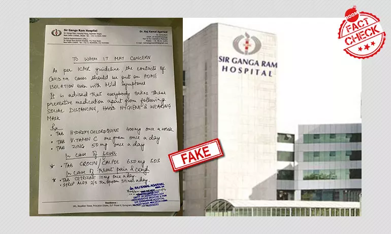Delhis Sir Ganga Ram Hospital Says Viral COVID-19 Prescription Is Fake