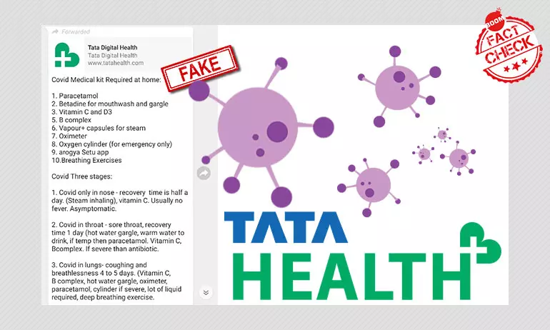 Viral Message Recommending COVID-19 Home Kits Is Not From Tata Health