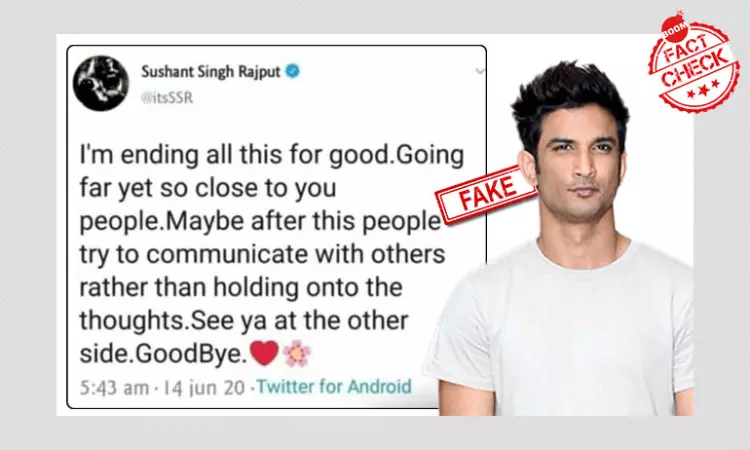AajTak, India.Com Run Fake Tweets As Sushant Singh Rajputs Last Words