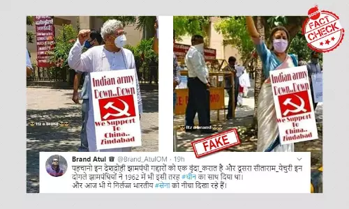 Doctored Images Shared As CPI(M) Protesting Against The Indian Army