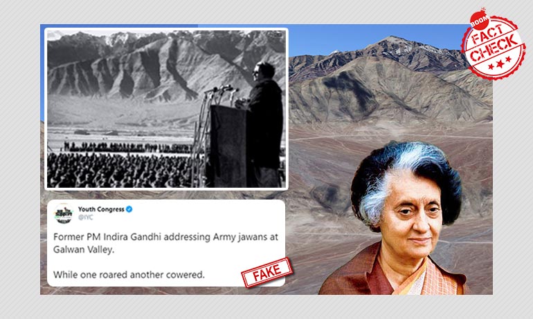 Photo Of Indira Gandhi Addressing Army Jawans At Galwan Valley? Not Quite Photo Of Indira Gandhi Addressing Army Jawans At Galwan Valley? Not Quite